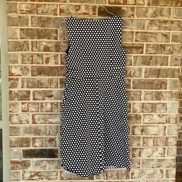 Spense Black White Polka Dot Wrap Bodice Sleeveless Dress - Picture 7 of 7